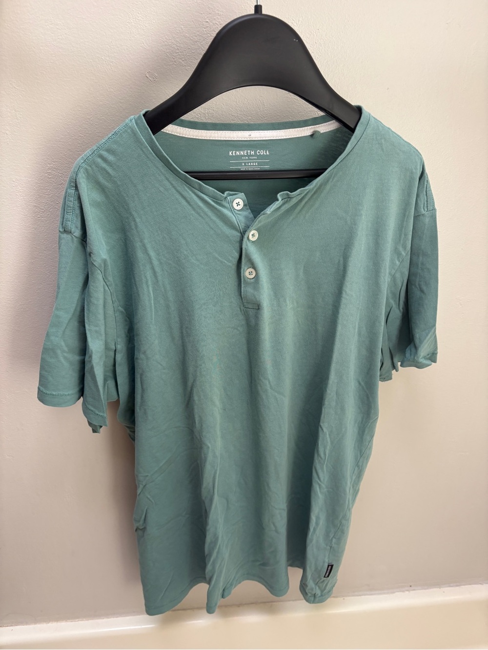 Kenneth Cole Short-Sleeve Henley in Teal Green